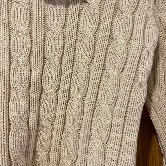 Daisy Fuentes Cream Cable Knit Long Sleeve Cowl Turtleneck Sweater Size M - Picture 2 of 5